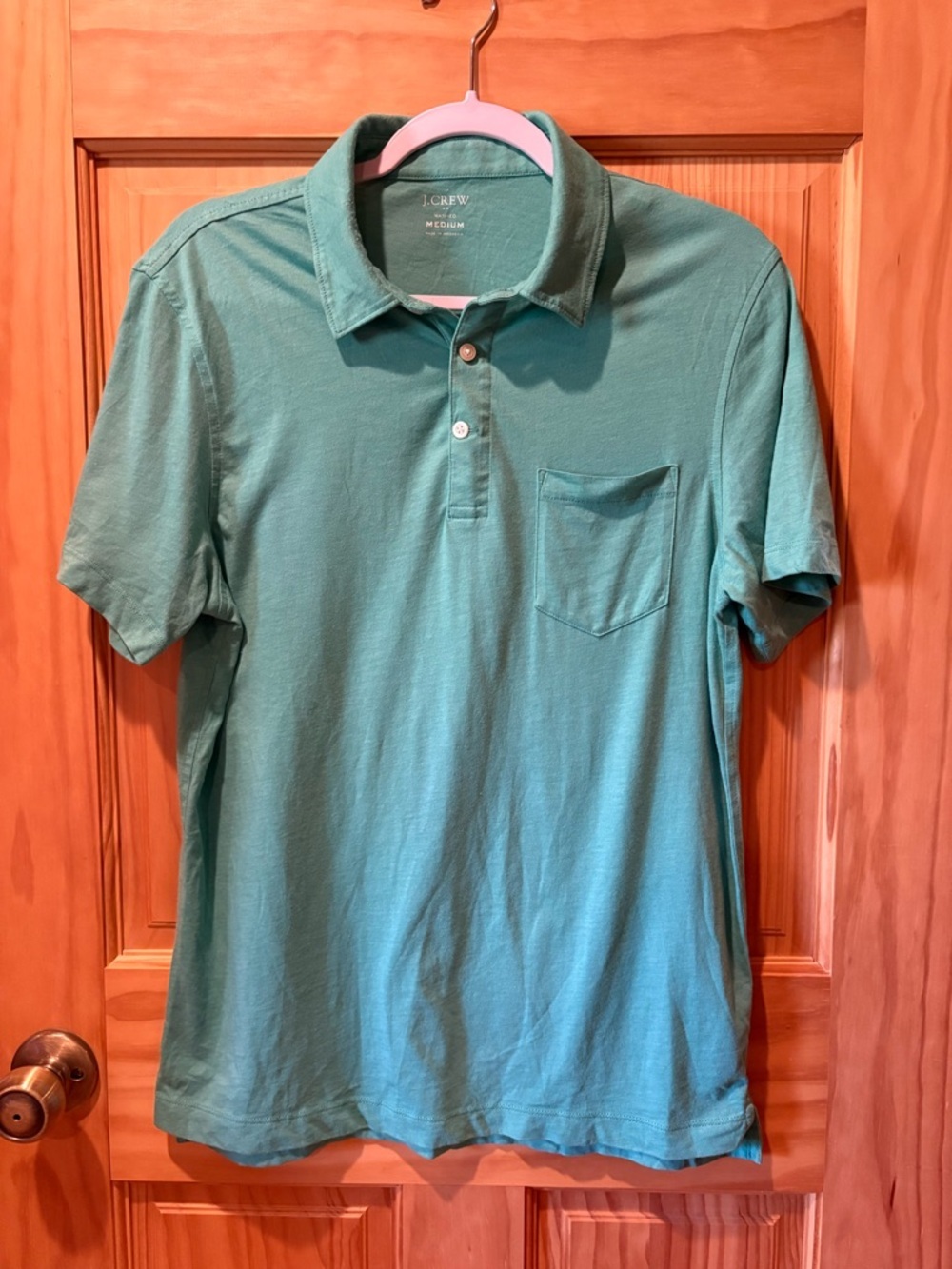 J. Crew Washed Jersey Pocket Polo men’s mint Green Size M